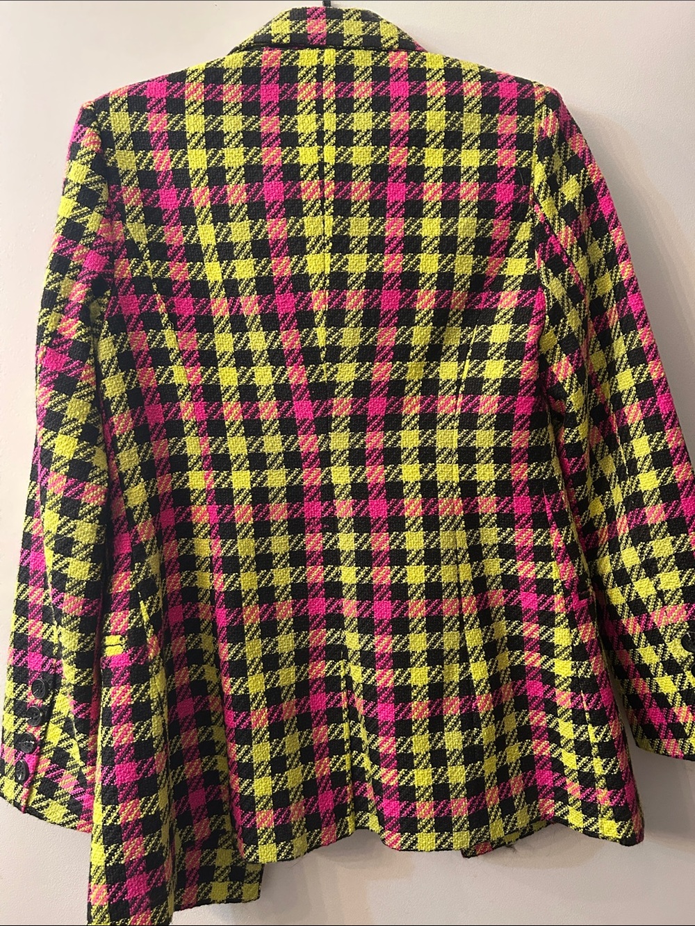 Avec Les Filles Pink, Yellow & Black Plaid Blazer - Picture 2 of 2